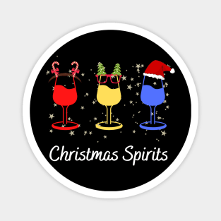 Funny Christmas Spirits Glasses Of Wine Magnet